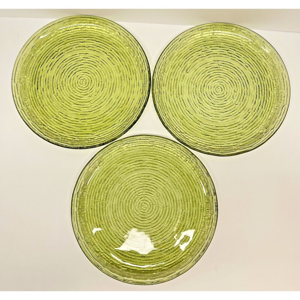 Vintage Anchor Hocking Soreno Avocado Set of 3-10" Dinner/Serving Plates-EXCL